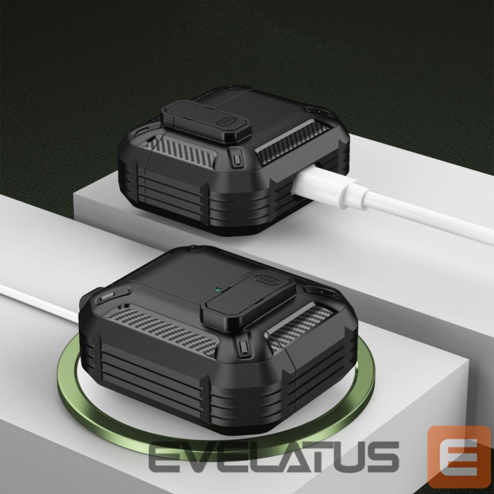 Išmaniųjų laikrodžių priedai Tech-Protect Tech-Protect X-Carbo Case for AirPods Pro 1 / 2 - Black