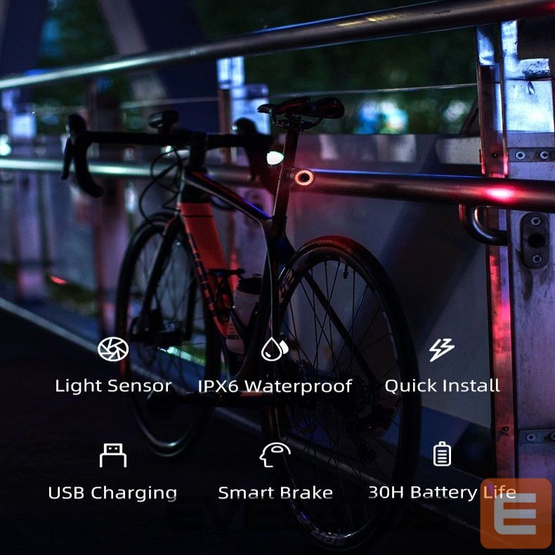 Dviračio priedas Rockbros Rockbros Q3 Rear Bike Light with Smart Stop System - Black