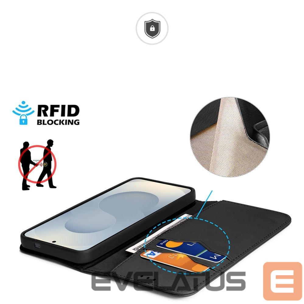 Nugarėlės dėklai Dux Ducis Dux Ducis Hivo Samsung Galaxy S25 Edge Case with Flip and RFID Protection - Black