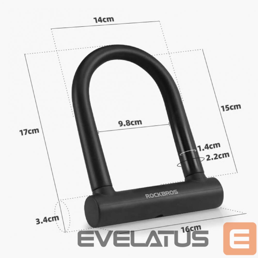 Dviračio priedas Rockbros Rockbros RKS610-BK U-lock bicycle lock - black