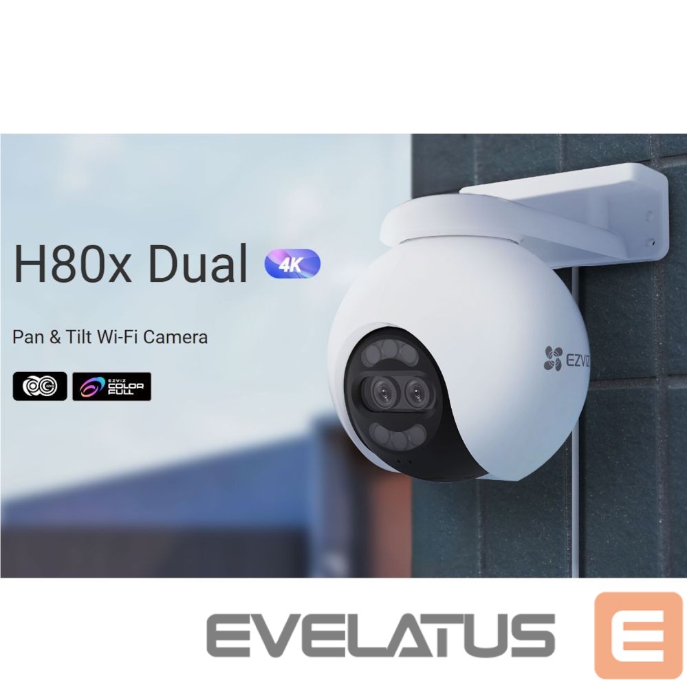 IP kameros EZVIZ H80x Outdoor IP65 Dual lens 8MP+2MP 4K Camera Pan & Tilt 360 MicroSD / Night vision White