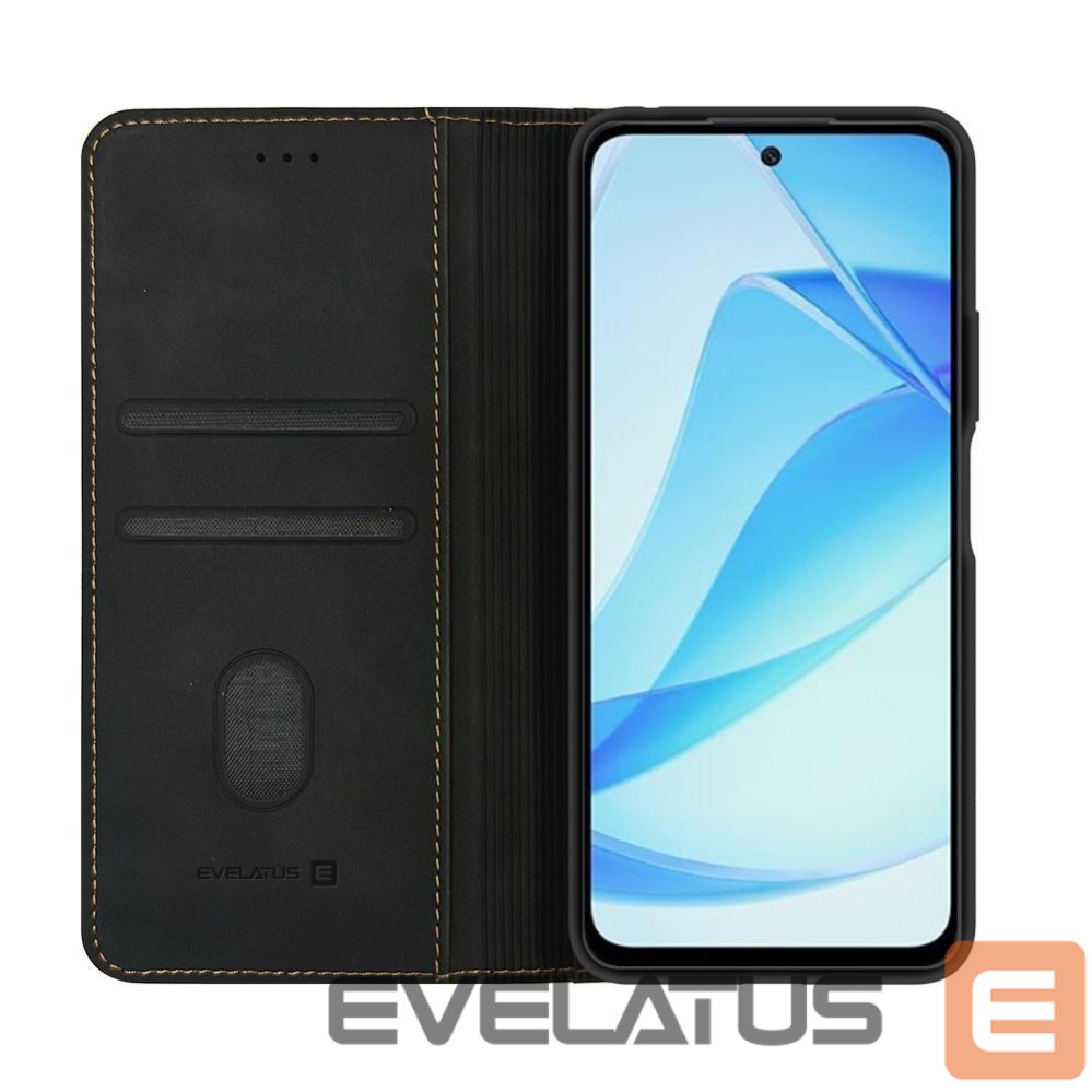 Knygos tipo dėklas dėklai Evelatus Xiaomi Redmi 15 4G Book Case Folio Black