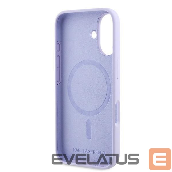 Nugarėlės dėklai Karl Lagerfeld Karl Lagerfeld Silicone Karl&Choupette Heads Ring MagSafe Case for iPhone 16 Plus - Purple