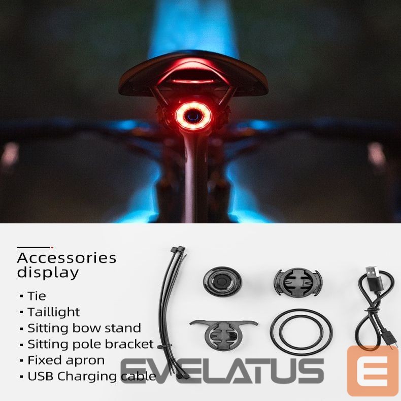 Dviračio priedas Rockbros Rockbros Q3 Rear Bike Light with Smart Stop System - Black