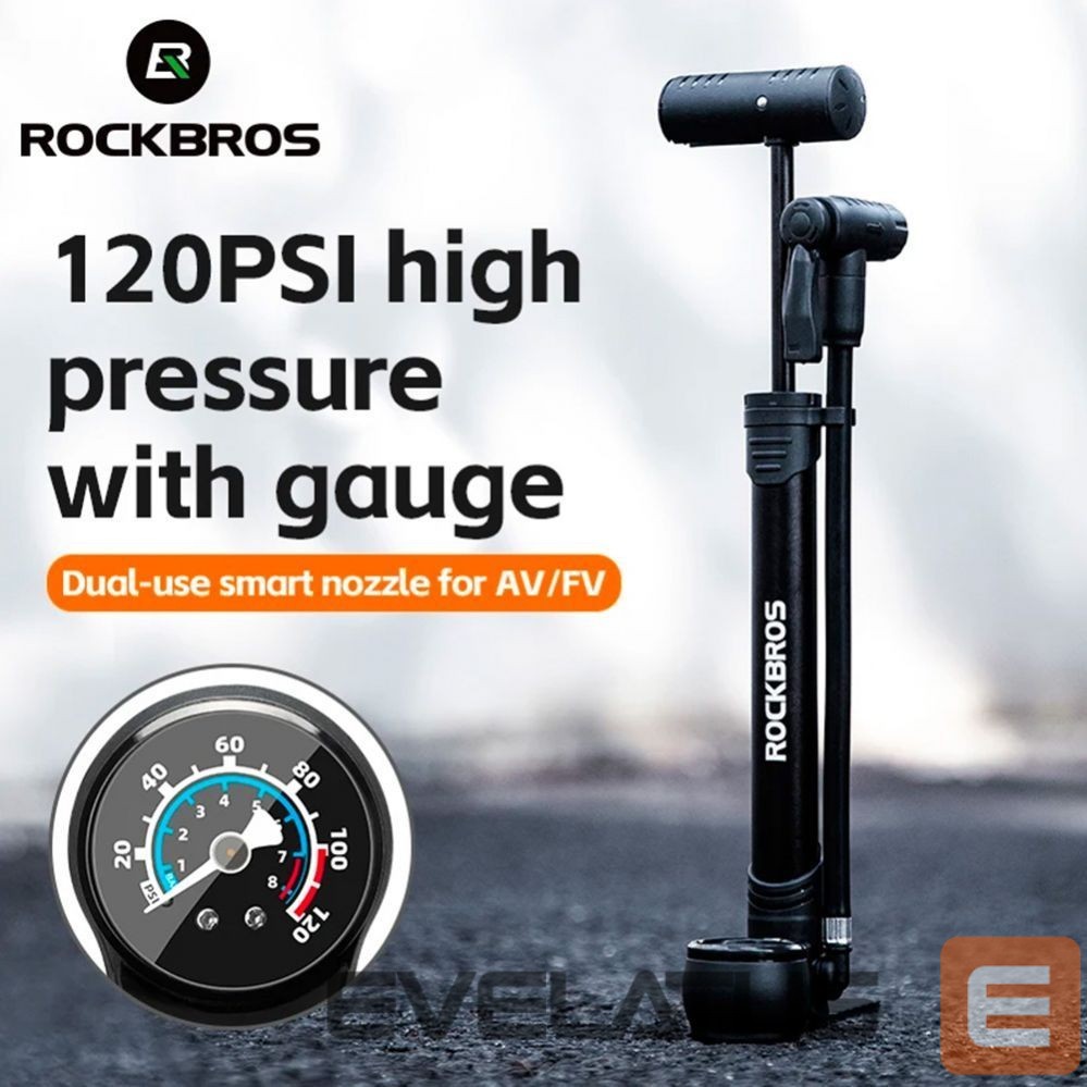 Dviračio priedas Rockbros Rockbros 42310006001 bicycle pump with pressure gauge - black
