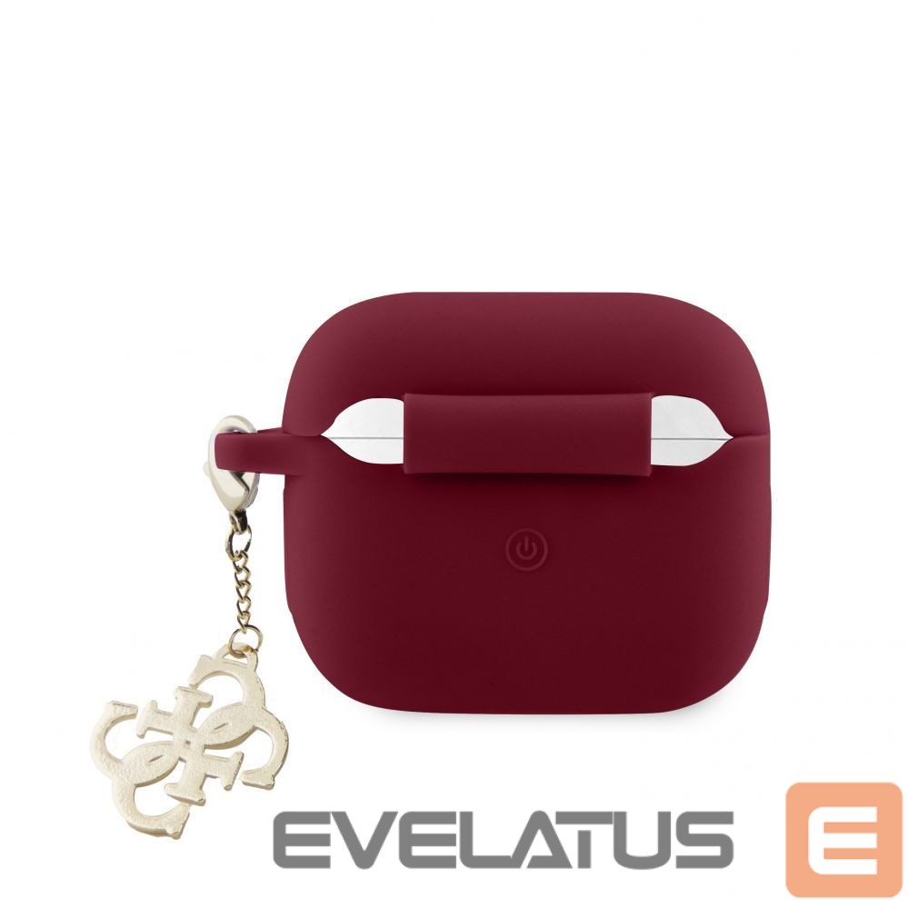 Dėklai ausinėms Guess - Airpods 3 Case Silicone Classic Logo Gold With 4G Charm Marengo