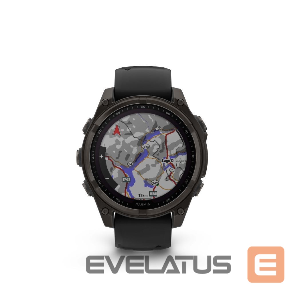 Išmanusis laikrodis Garmin Fenix 8 – 47 mm, Solar, Sapphire Sapphire, Carbon grey DLC titanium with Black/pebble grey/ 010-02906-11