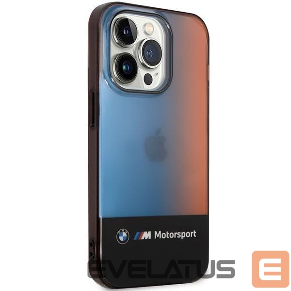 Nugarėlės dėklai BMW BMW Half Tricolor Case for iPhone 14 Pro Max 6.7" - Black
