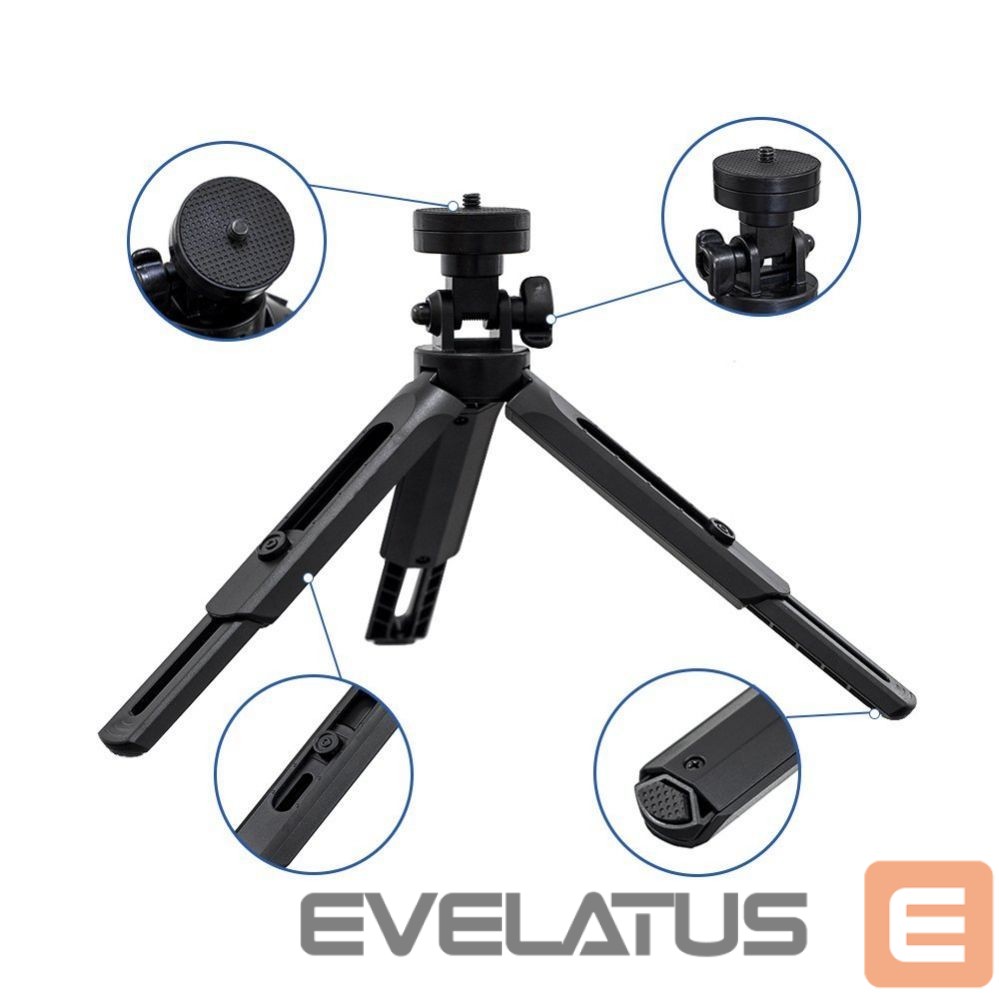 Fotoaparato priedas Hurtel Mini tripod selfie stick holder for phone camera GoPro 16 - 21 cm black