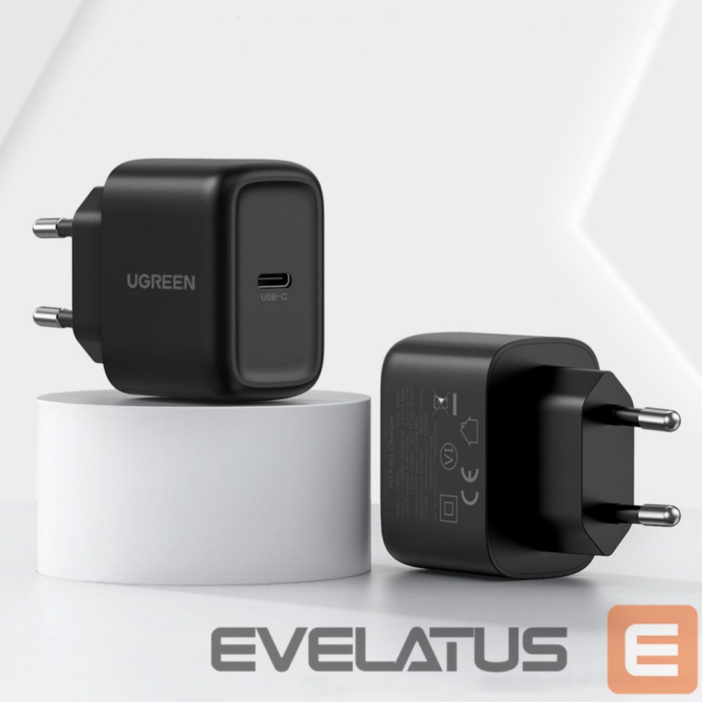 Adapteriai Ugreen USB Type C charger 25W Power Delivery + USB Type C cable 2m (50581) Black