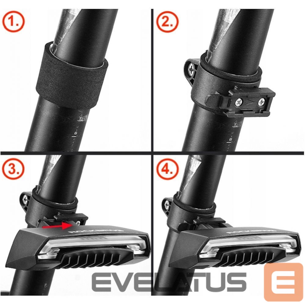 Dviračio priedas Rockbros Rockbros LKWD-R1 Rear Bike Light with Laser and Remote Control + Micro USB - USB-A Cable - Black