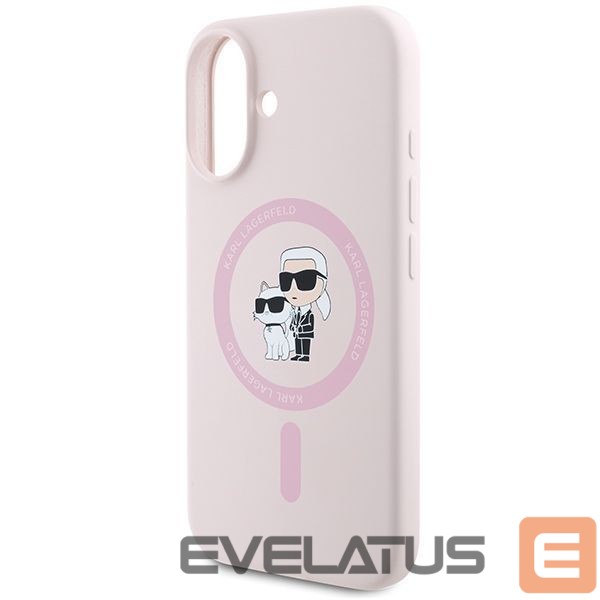 Nugarėlės dėklai Karl Lagerfeld Karl Lagerfeld Silicone Karl&Choupette Heads Ring MagSafe iPhone 16 Case - Pink