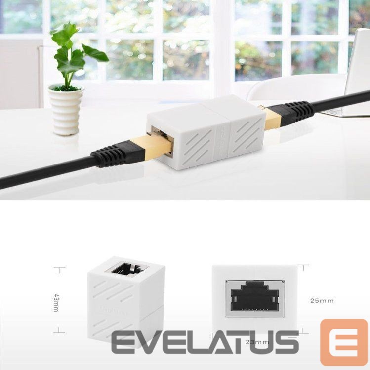 Adapteris Ugreen connector network cable connector network connector RJ45 white (NW114 20311) White