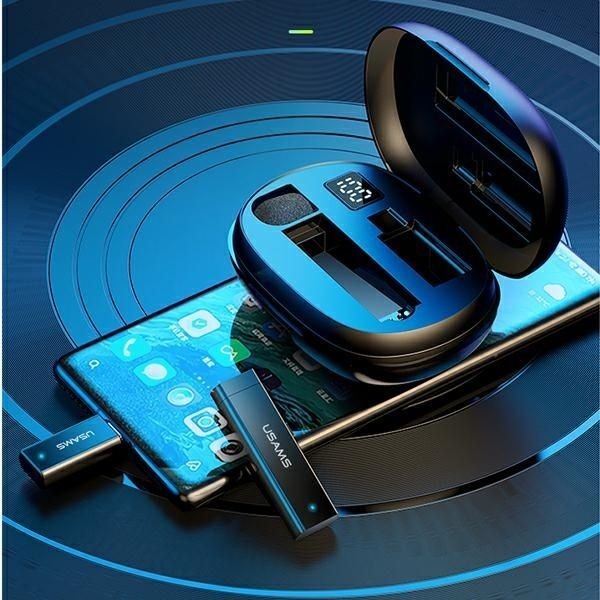 Belaidės ausinės USAMS USAMS Bezprzewodowy mikrofon krawatowy ENC 2.4G Wireless Lavalier Microphone Lightning ZB244MKF01 (US-ZB244)