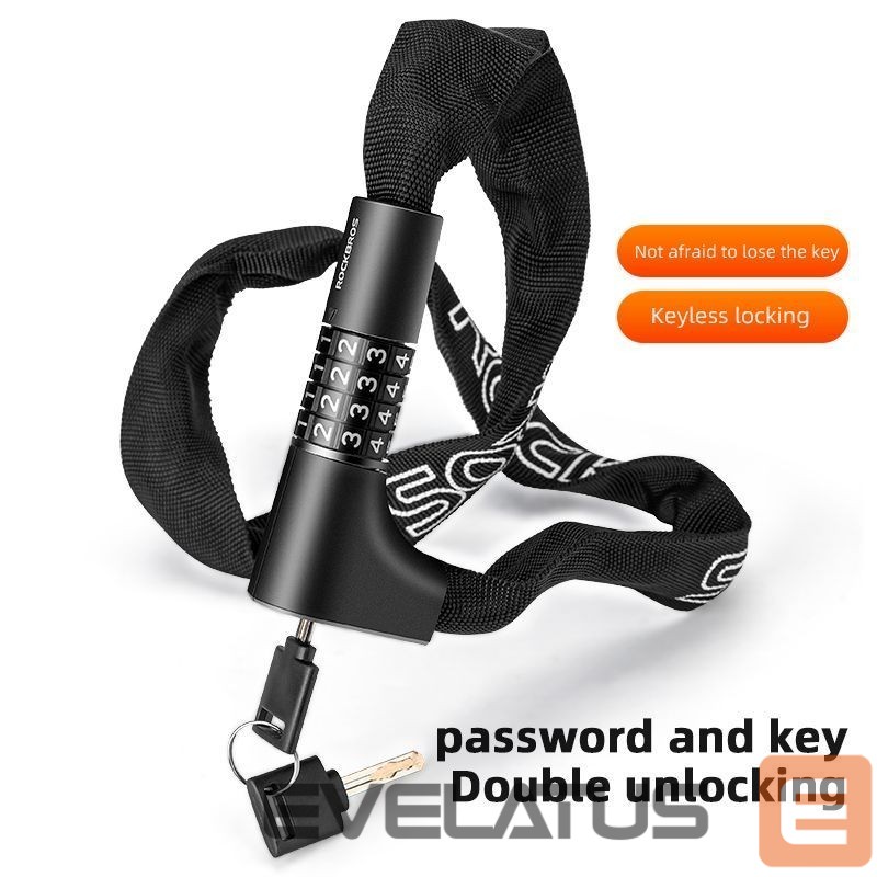Dviračio priedas Rockbros Rockbros 3230002001 bicycle lock with combination and key - black