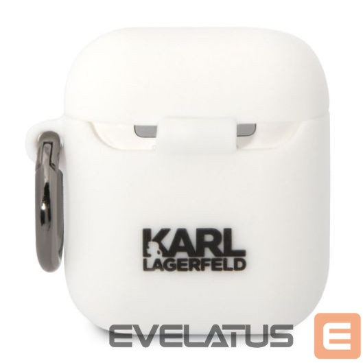Dėklai ausinėms Karl Lagerfeld Apple Airpods 1/2 3D Logo NFT Karl Head Silicone Case White
