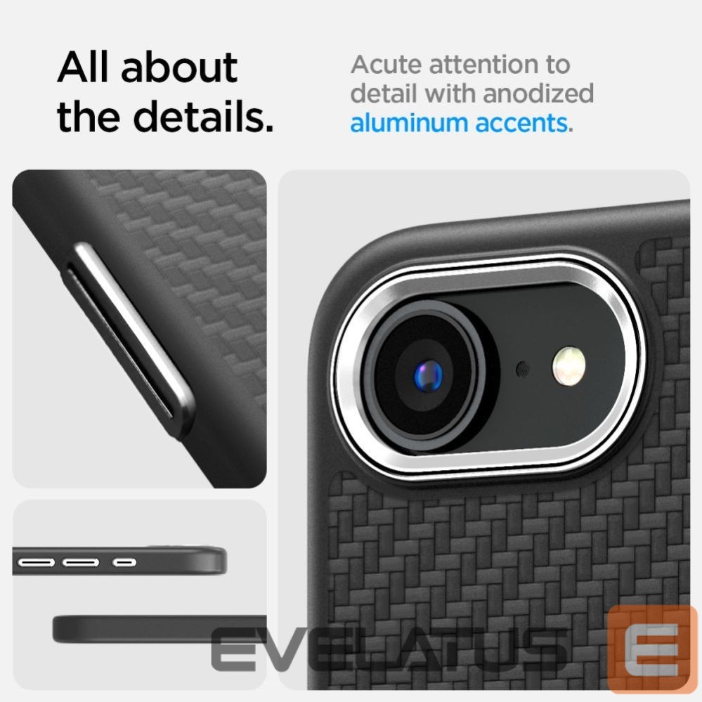 Nugarėlės dėklai Spigen Spigen Enzo Aramid MagSafe iPhone 16e Case - Black