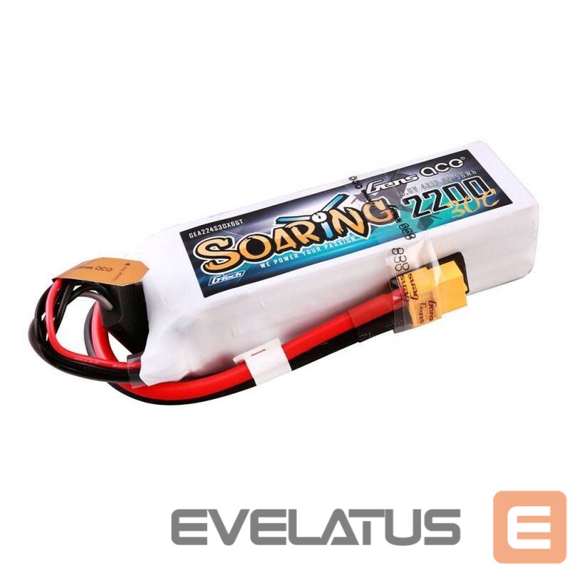 Serveris – kiti priedai Gens ace Gens ace G-Tech Soaring 2200mAh 14.8V 30C 4S1P Lipo Battery Pack with XT60 plug