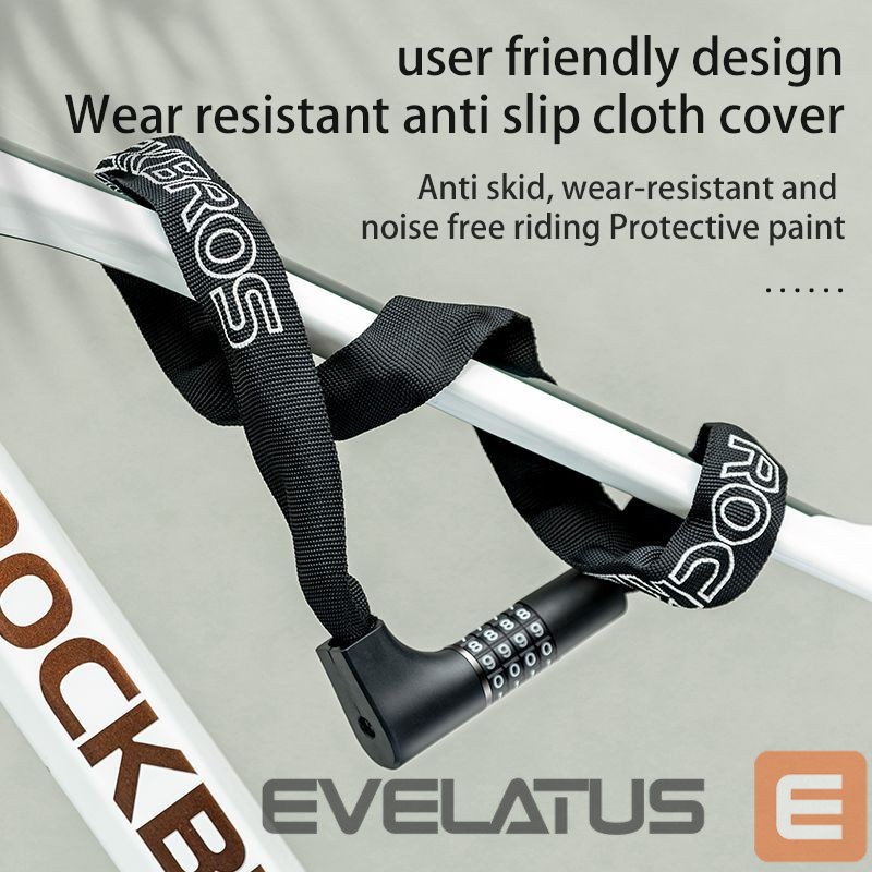 Dviračio priedas Rockbros Rockbros 3230002001 bicycle lock with combination and key - black