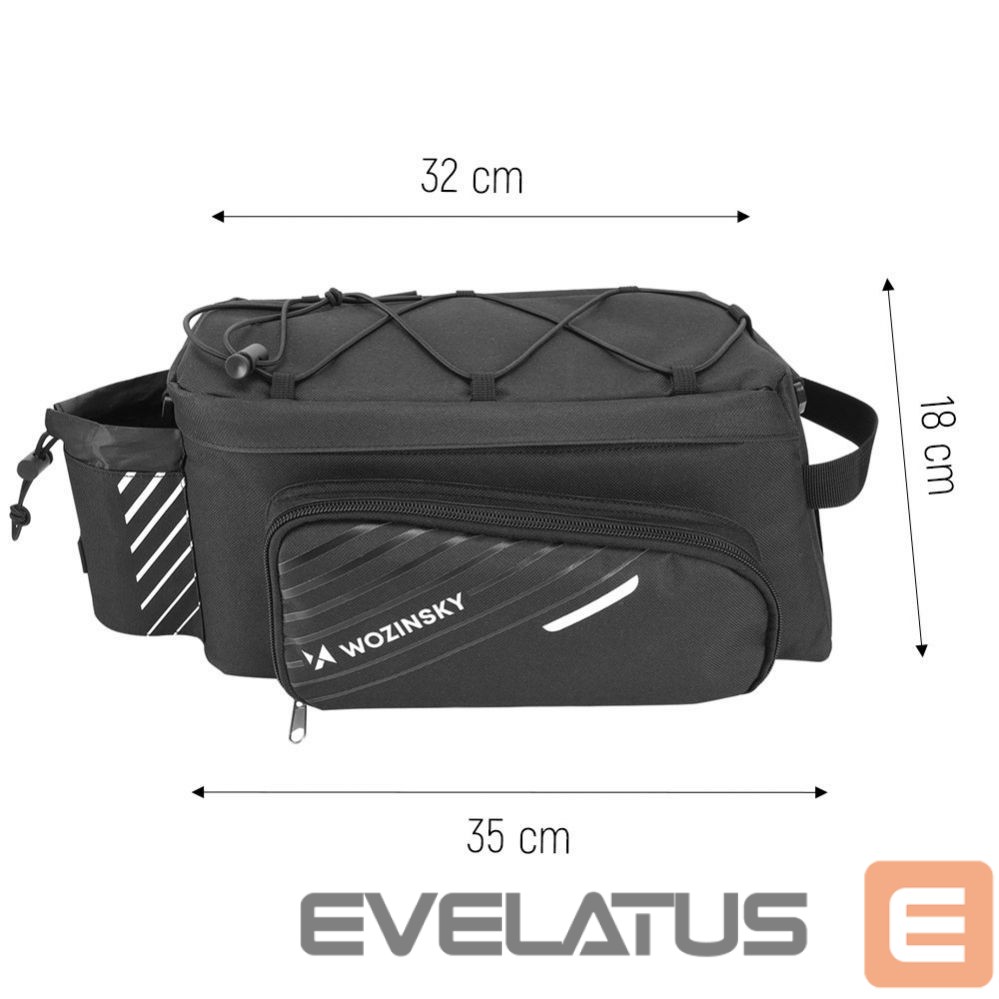 Dviračio priedas Wozinsky Wozinsky Bike Pannier Rack Bag with Shoulder Strap 9L (Rain Cover Included) Black (WBB22BK)