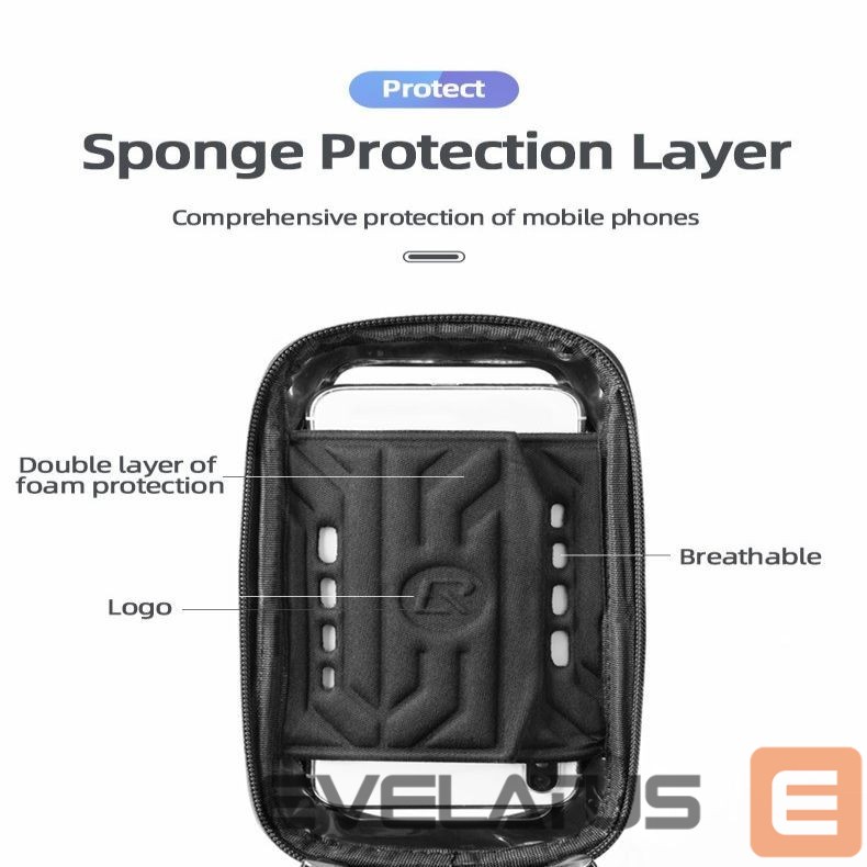 Dviračio priedas Rockbros Rockbros B68 Bike Pannier for Frame, Armored, with Phone Pocket and Cover, 1.7L - Black