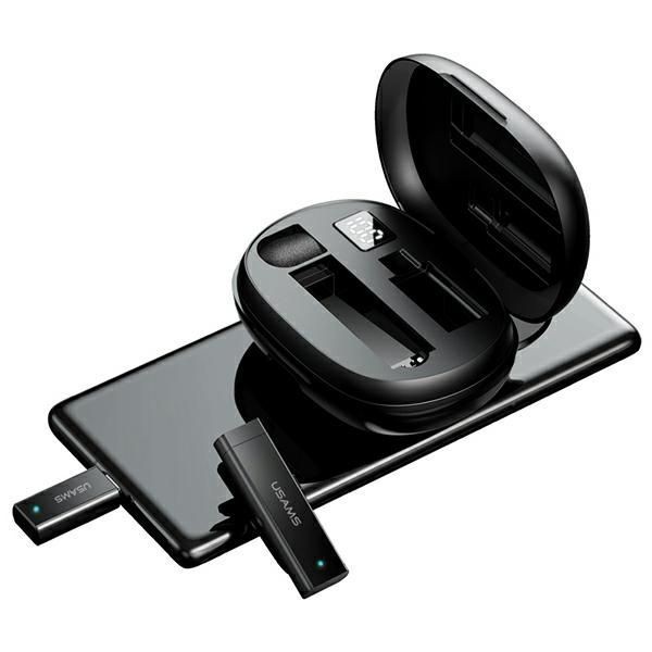 Belaidės ausinės USAMS USAMS Bezprzewodowy mikrofon krawatowy ENC 2.4G Wireless Lavalier Microphone Lightning ZB244MKF01 (US-ZB244)