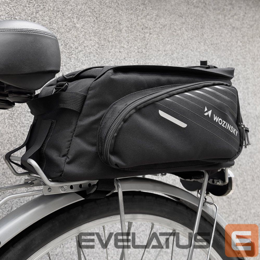 Dviračio priedas Wozinsky Wozinsky Bike Pannier Rack Bag with Shoulder Strap 9L (Rain Cover Included) Black (WBB22BK)