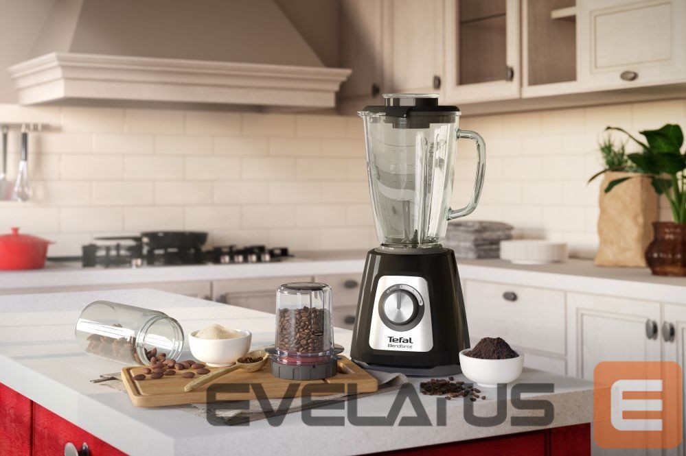 Maišytuvai ir maišytuvai TEFAL Blender BL438831 BlendForce Tabletop, 800 W, Jar material Glass, Jar capacity 1.25 L, Ice crushing, Black