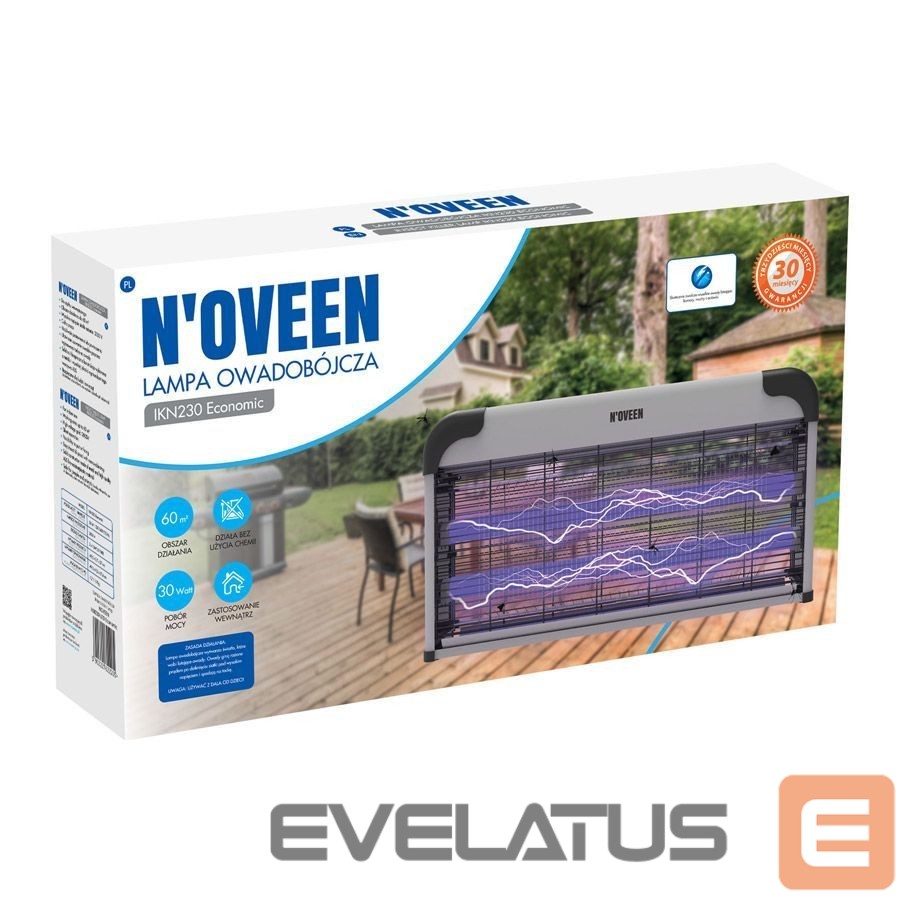 Kitas produktas Noveen Insect Killer Lamp 2800V Silent Operation Up to 60m² Indoor Use Hanging or Standing