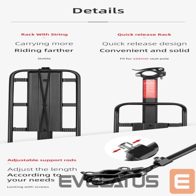 Dviračio priedas Rockbros Rockbros 33210004001 bicycle rack with shelf - black