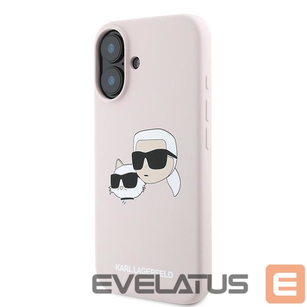 Nugarėlės dėklai Karl Lagerfeld Karl Lagerfeld Silicone Case Heads Print MagSafe for iPhone 16 Plus - Pink