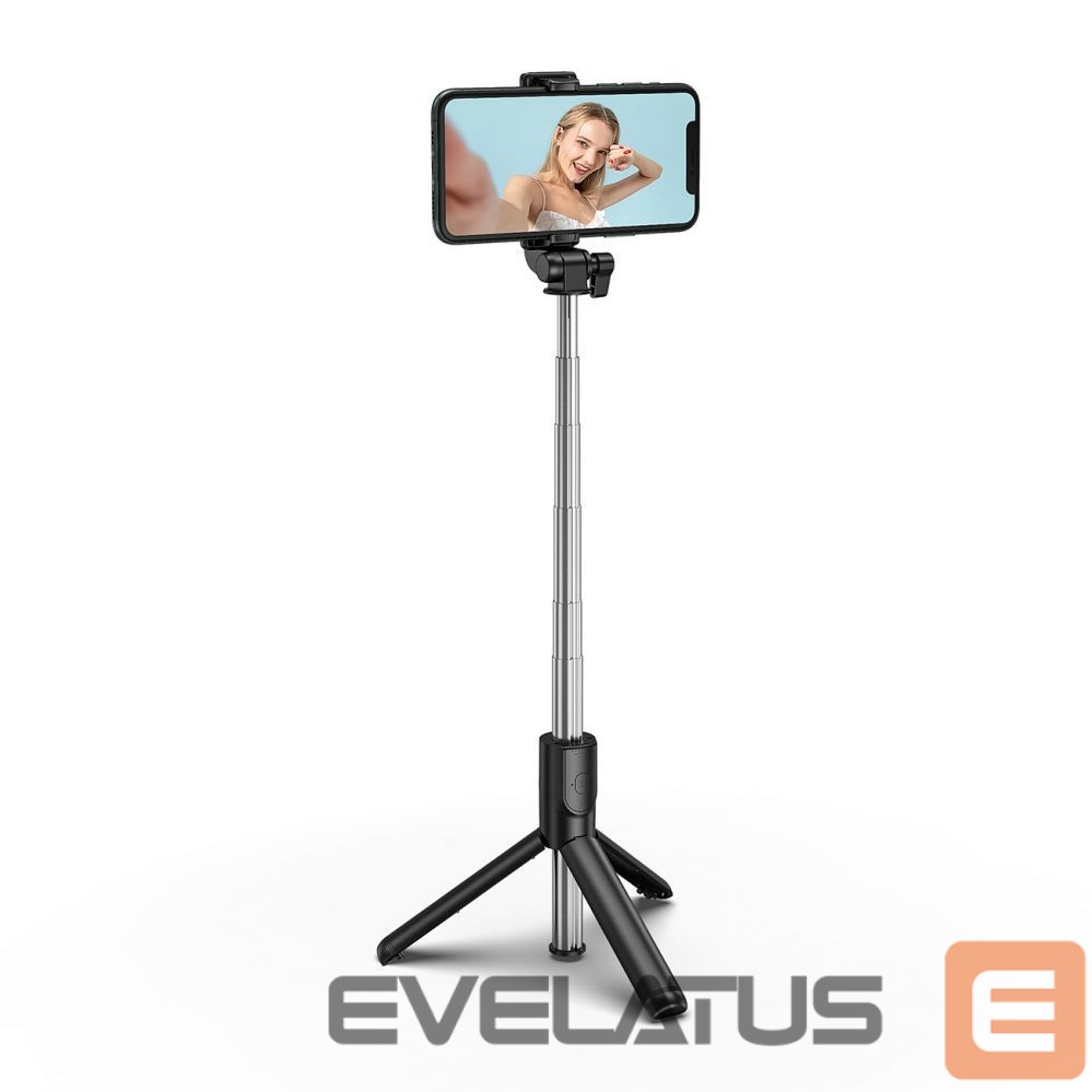 Fotoaparato priedas Hurtel Selfie stick WHS1Y telescopic tripod 1m with phone holder - black