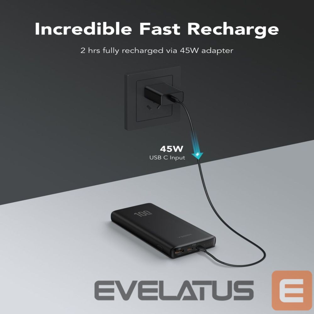 Išorinė baterija Veger Powerbank Veger T100 (W2032C-100) PD QC3.0 5A 100W 20000 mAh black