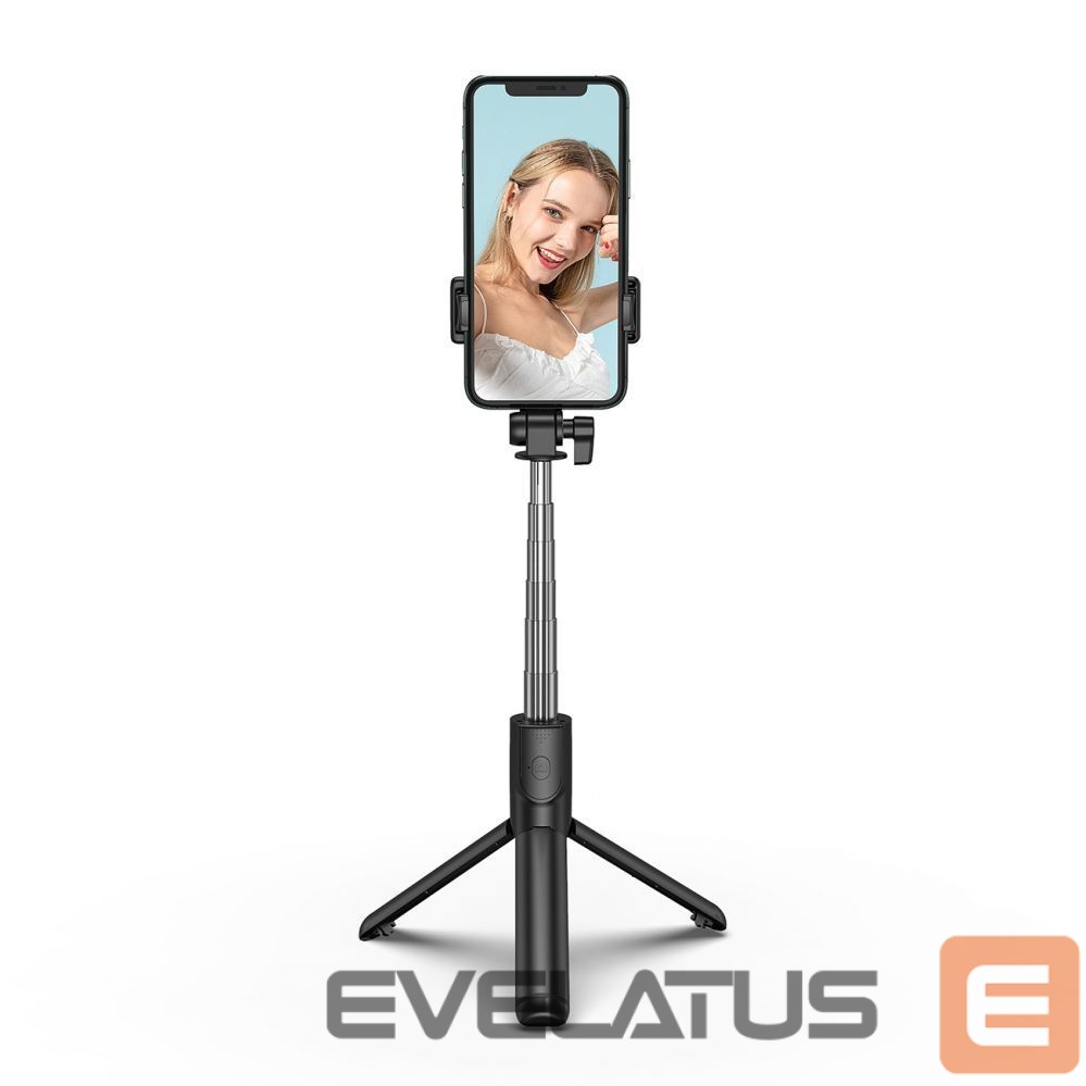 Fotoaparato priedas Hurtel Selfie stick WHS1Y telescopic tripod 1m with phone holder - black