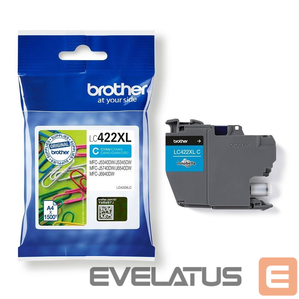 Eksploatacinės medžiagos spausdintuvams Brother LC422XLC Ink Cartridge, Cyan