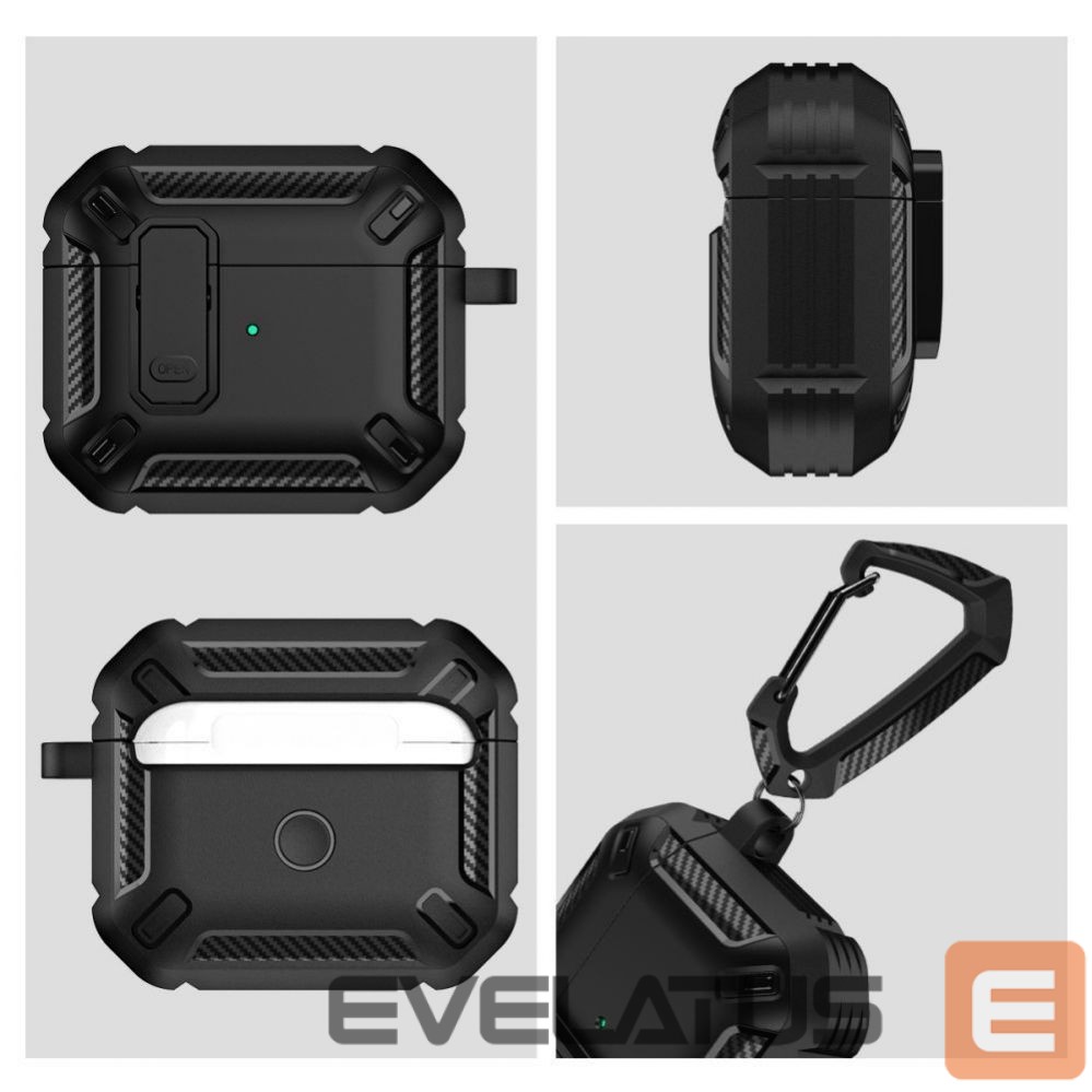 Išmaniųjų laikrodžių priedai Tech-Protect Tech-Protect X-Carbo Case for AirPods Pro 1 / 2 - Black