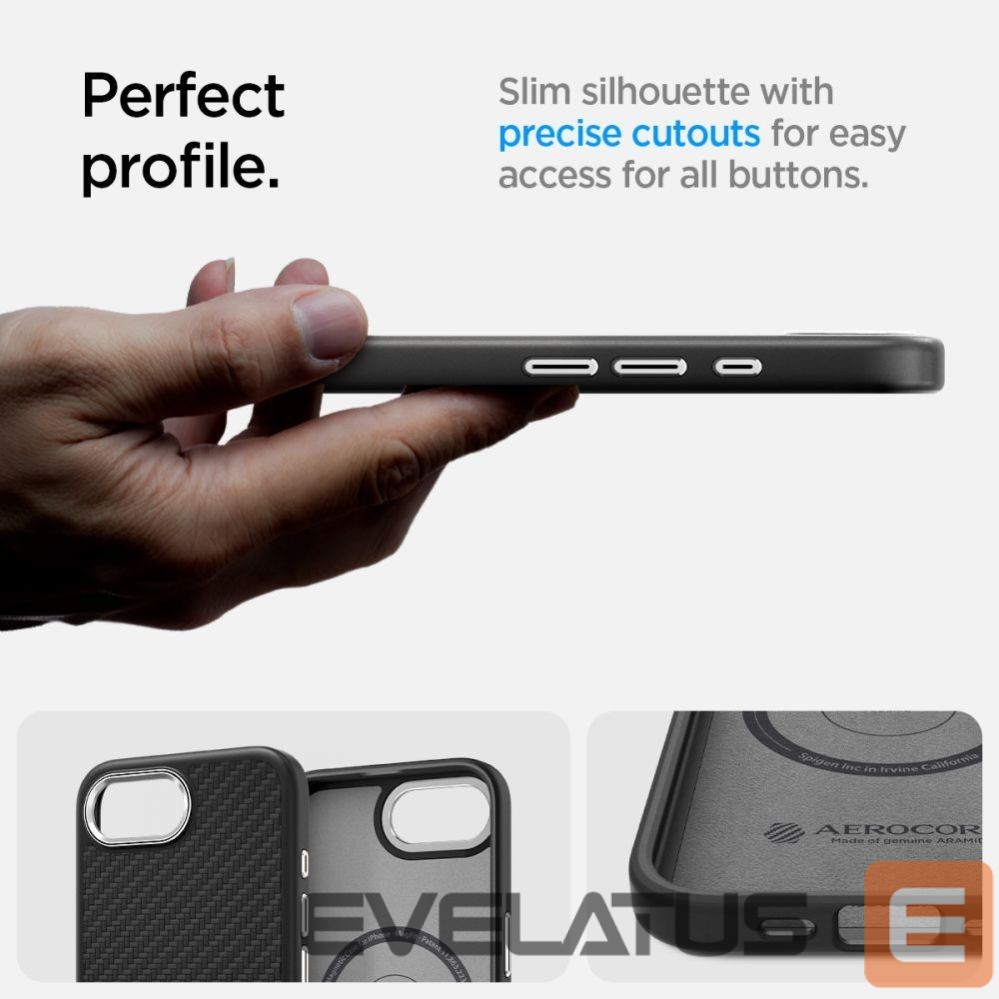 Nugarėlės dėklai Spigen Spigen Enzo Aramid MagSafe iPhone 16e Case - Black