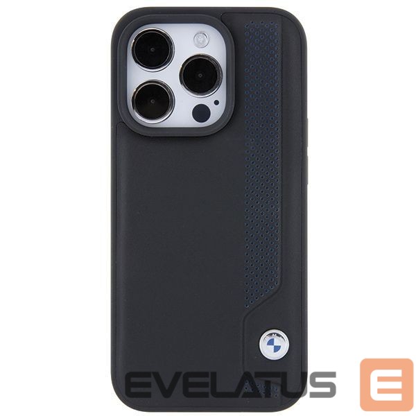 Nugarėlės dėklai BMW BMW Leather Blue Dots iPhone 15 Pro Max Case - Black