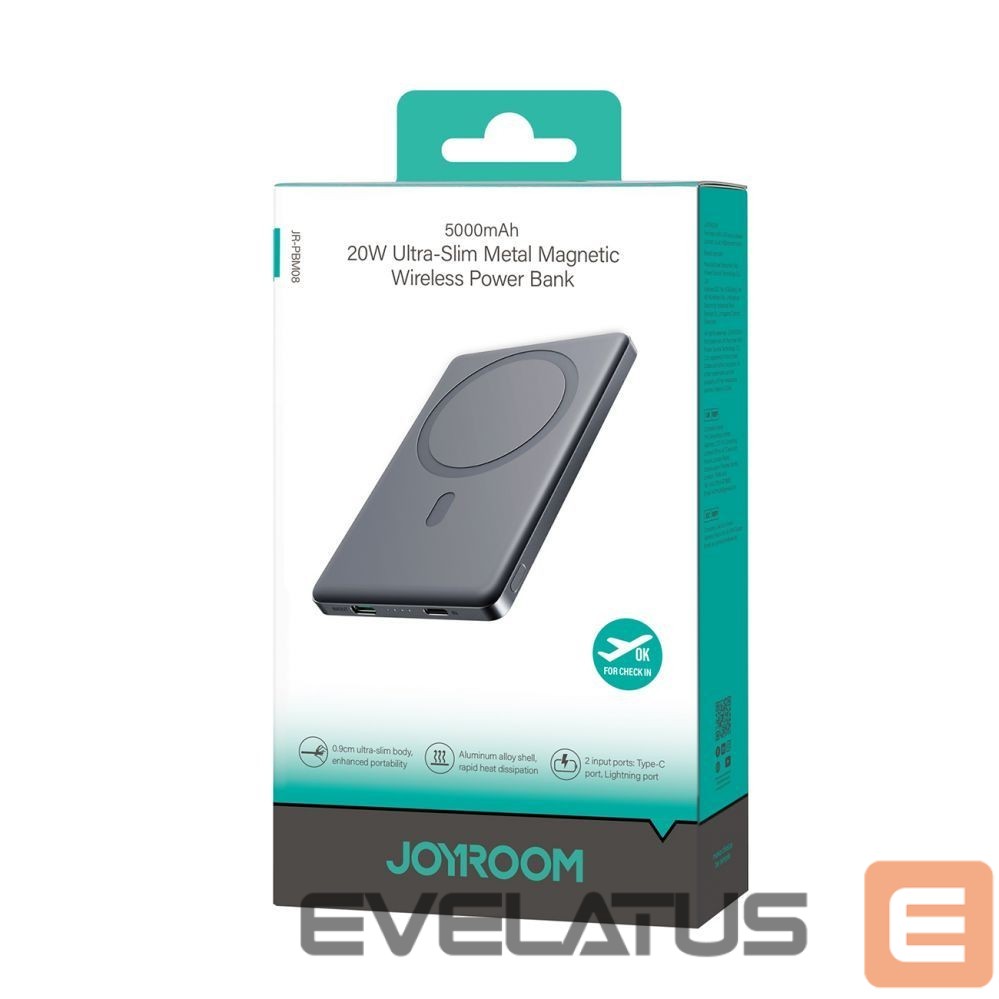 Išorinė baterija Joyroom Powerbank Joyroom JR-PBM08 5000mAh 20W ultra-thin with inductive charging - gray