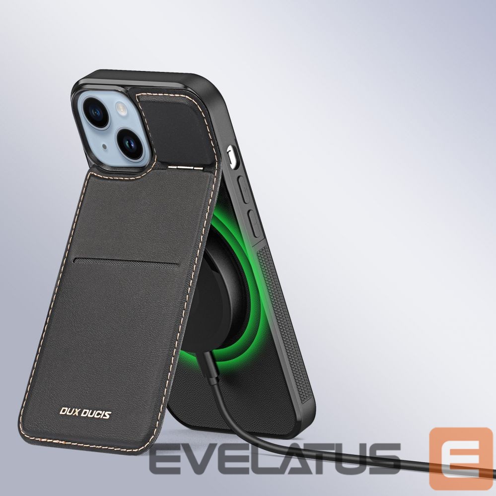 Nugarėlės dėklai Dux Ducis 3in1 Wallet Case with Stand for iPhone 15 Plus MagSafe RFID Blocker Dux Ducis Rafi Mag - Black