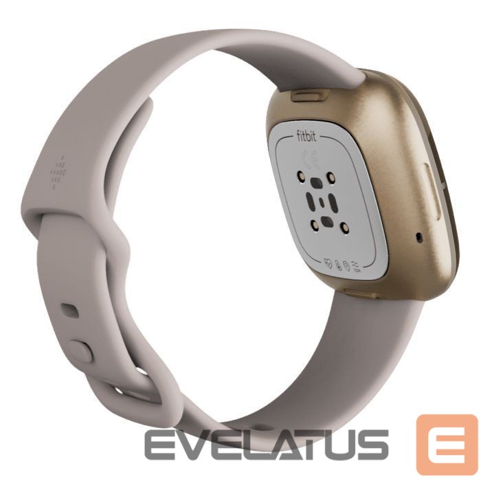 Išmanusis laikrodis Fitbit Sense Lunar Soft Gold Stainless Steel White