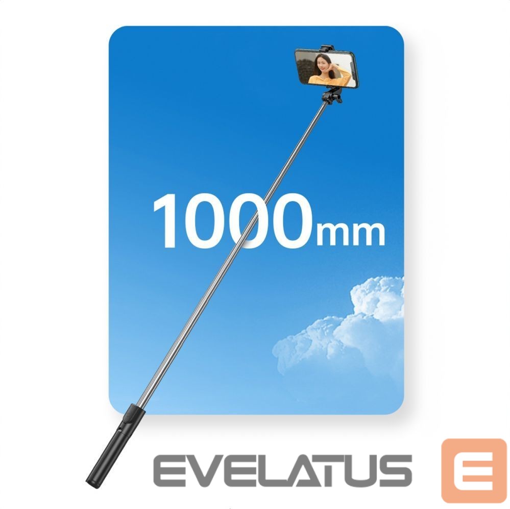 Fotoaparato priedas Hurtel Selfie stick WHS1Y telescopic tripod 1m with phone holder - black