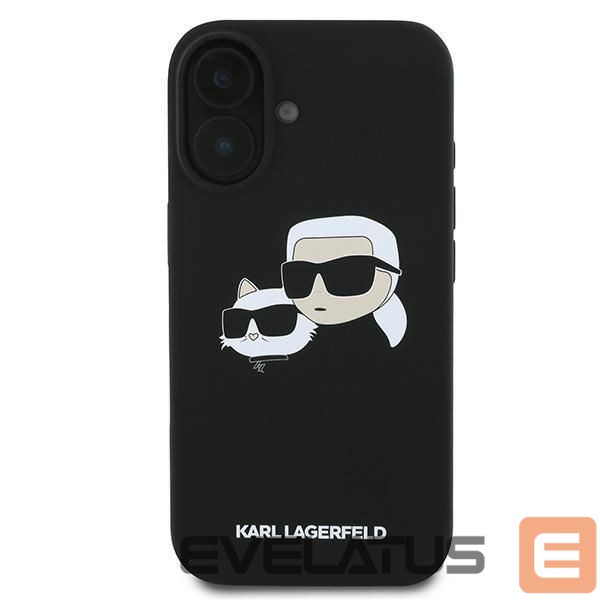 Nugarėlės dėklai Karl Lagerfeld Karl Lagerfeld Silicone Case Nauble Heads Print MagSafe for iPhone 16 Plus - Black