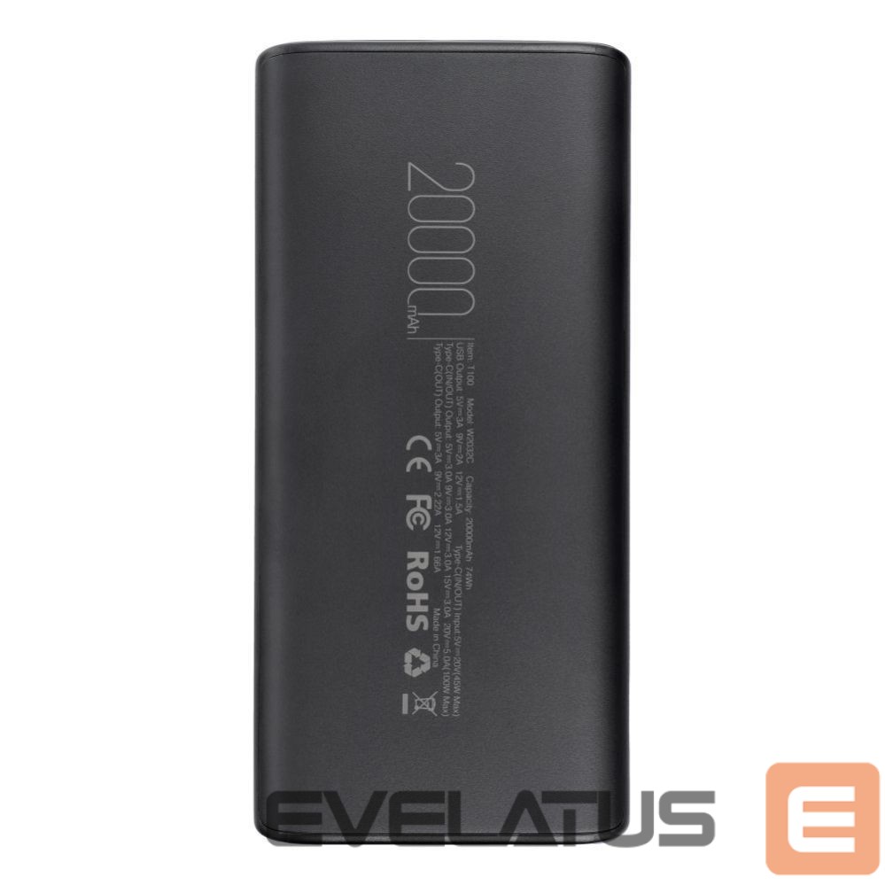 Išorinė baterija Veger Powerbank Veger T100 (W2032C-100) PD QC3.0 5A 100W 20000 mAh black