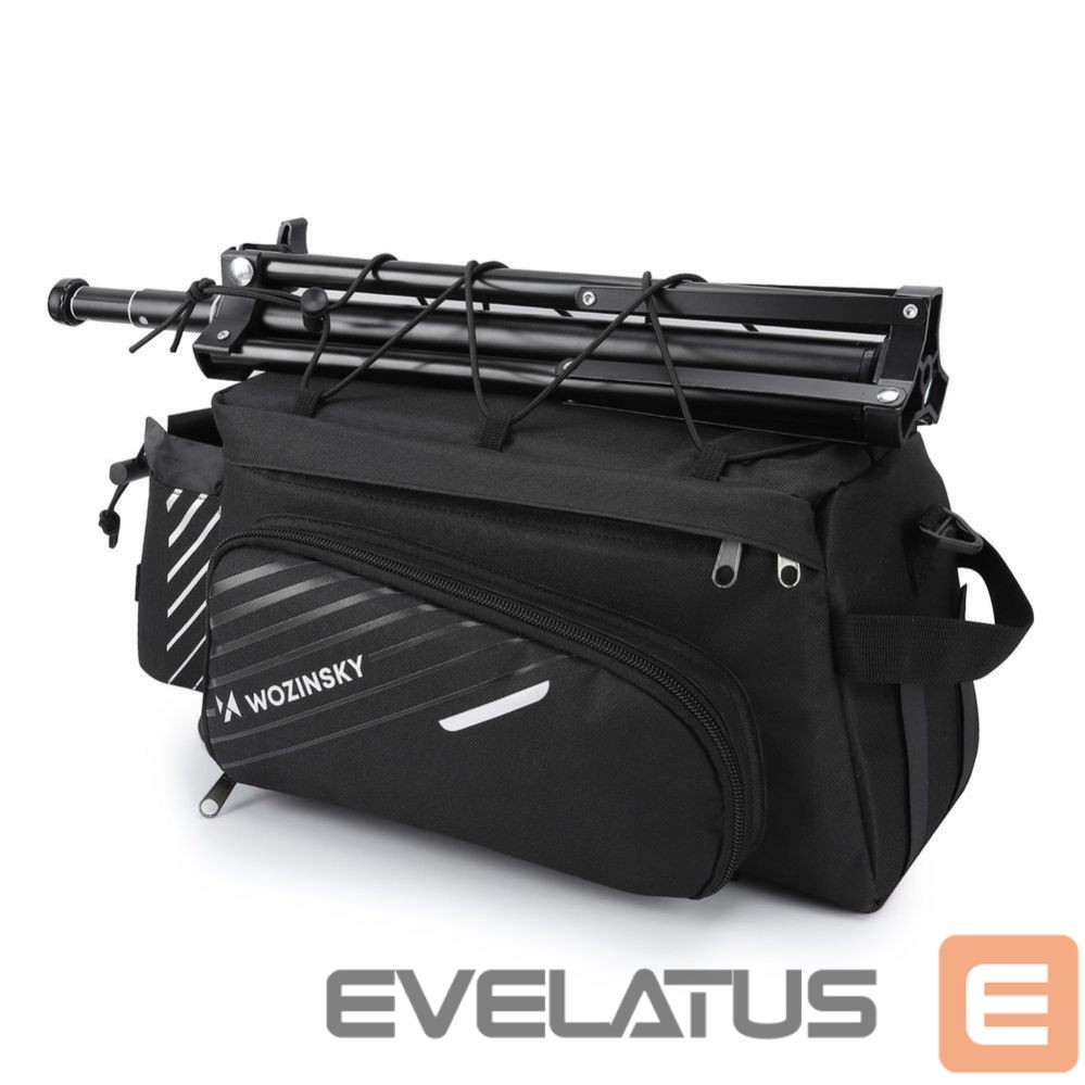 Dviračio priedas Wozinsky Wozinsky Bike Pannier Rack Bag with Shoulder Strap 9L (Rain Cover Included) Black (WBB22BK)