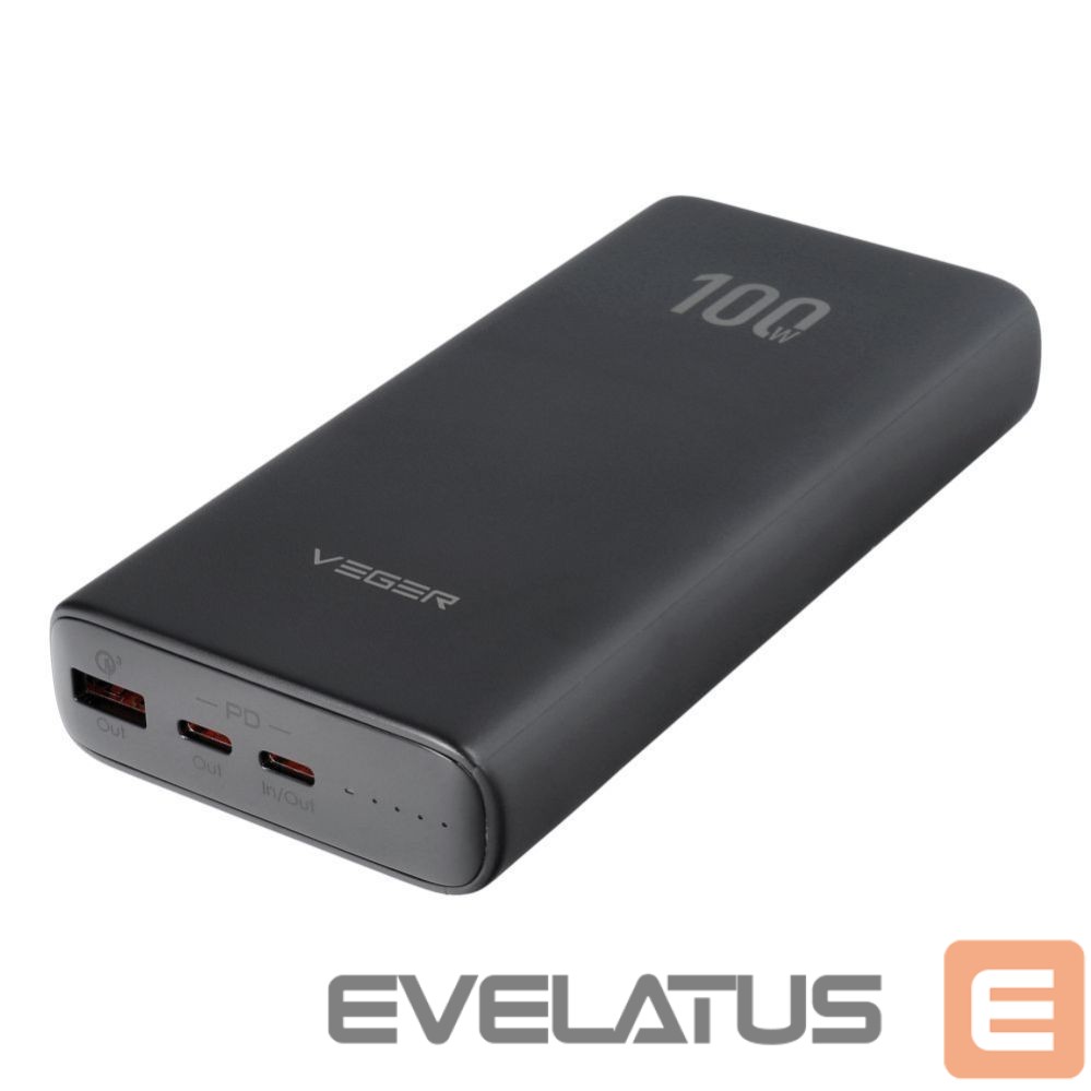 Išorinė baterija Veger Powerbank Veger T100 (W2032C-100) PD QC3.0 5A 100W 20000 mAh black
