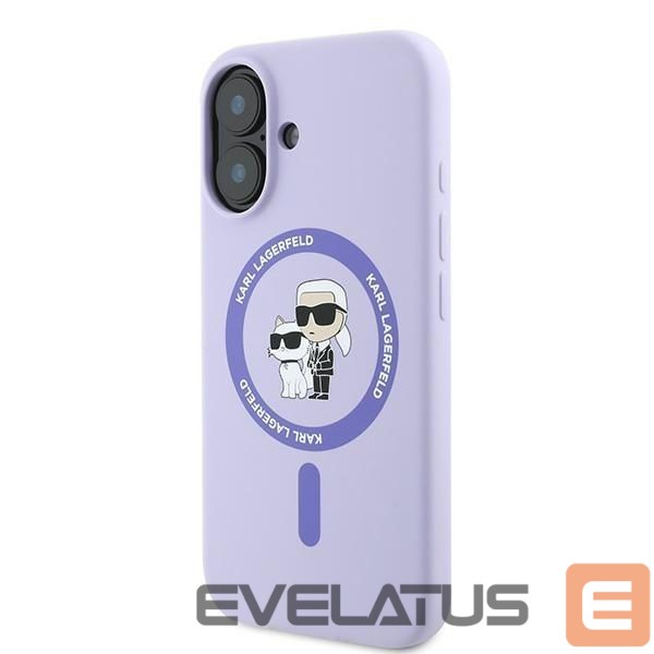 Nugarėlės dėklai Karl Lagerfeld Karl Lagerfeld Silicone Karl&Choupette Heads Ring MagSafe Case for iPhone 16 Plus - Purple