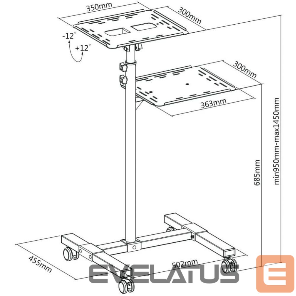 Ekrano apsauga Techly TECHLY Universal Adjustable Trolley