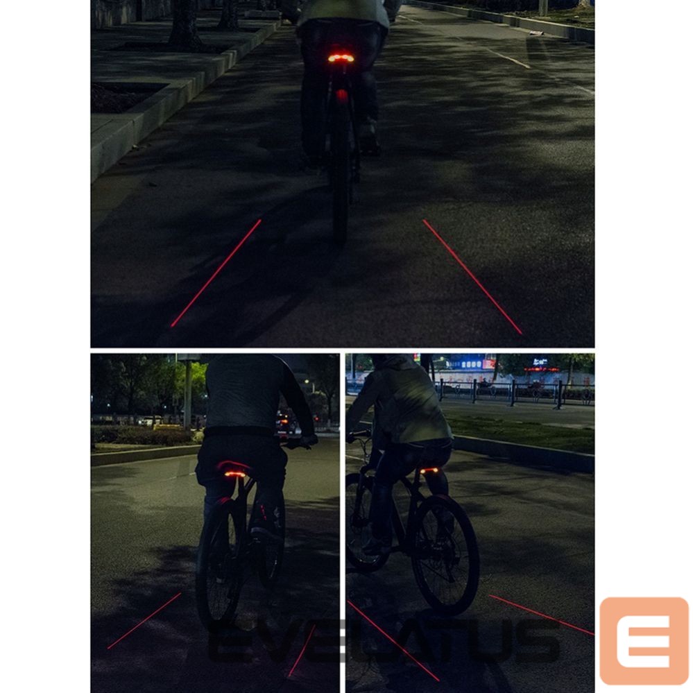 Dviračio priedas Rockbros Rockbros LKWD-R1 Rear Bike Light with Laser and Remote Control + Micro USB - USB-A Cable - Black