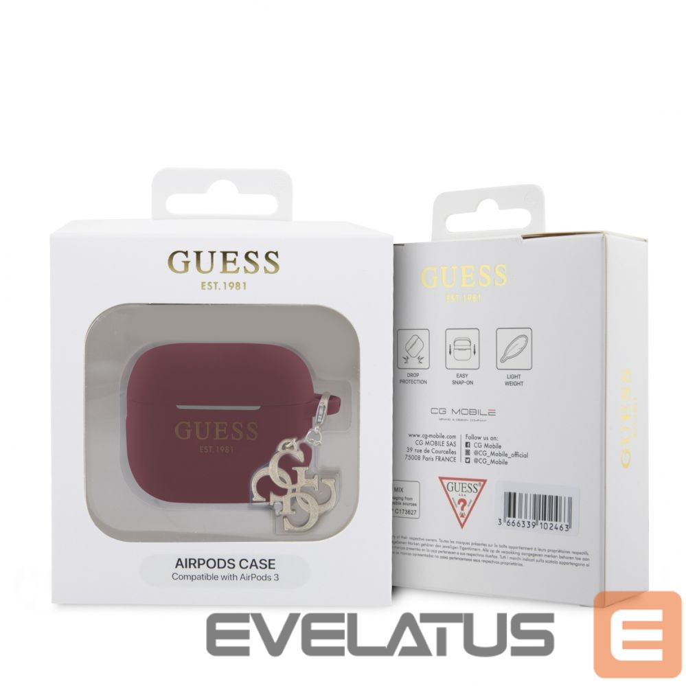 Dėklai ausinėms Guess - Airpods 3 Case Silicone Classic Logo Gold With 4G Charm Marengo